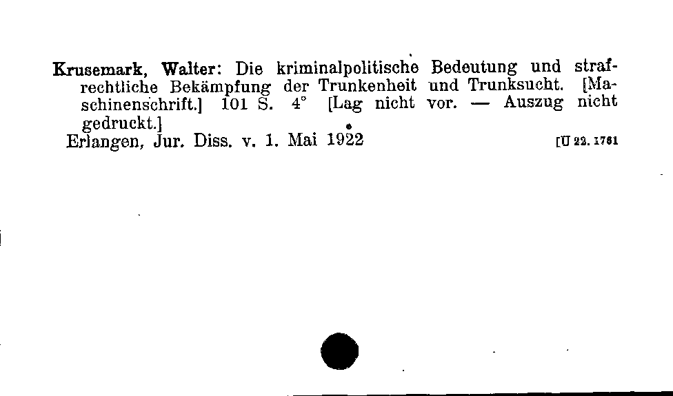 [Katalogkarte Dissertationenkatalog bis 1980]