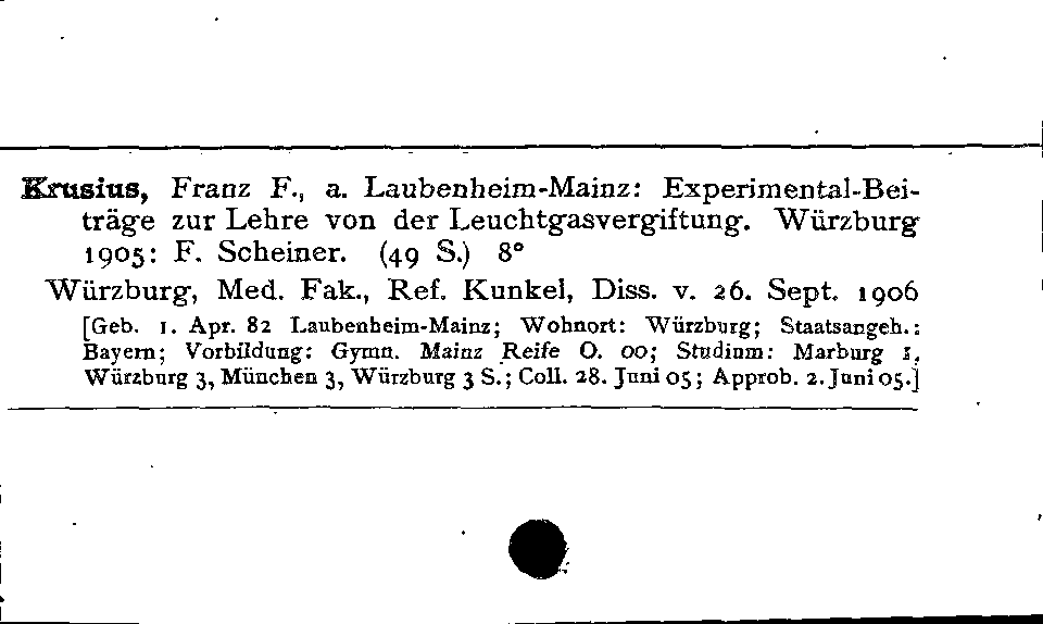 [Katalogkarte Dissertationenkatalog bis 1980]