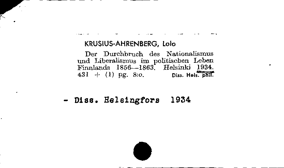 [Katalogkarte Dissertationenkatalog bis 1980]