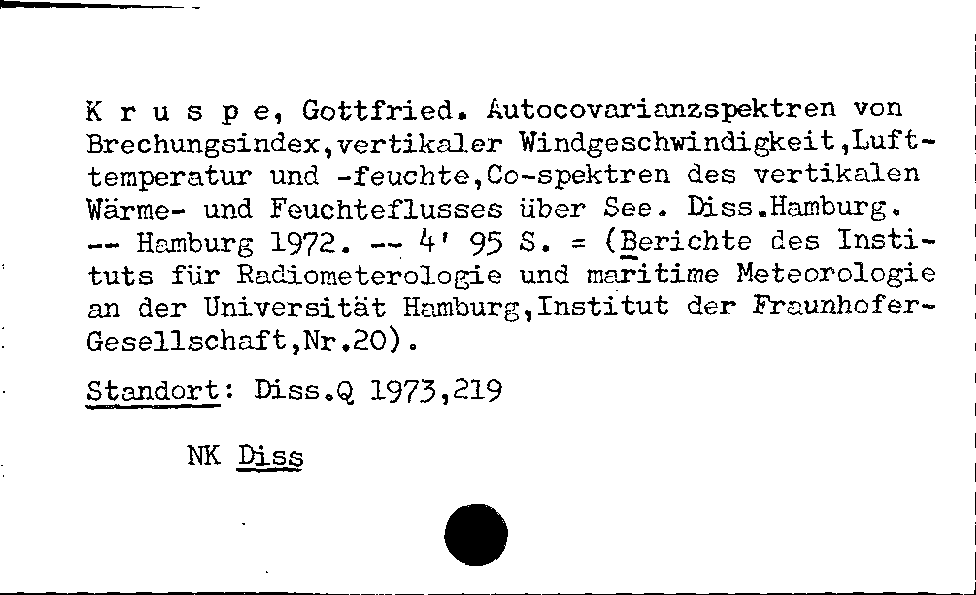 [Katalogkarte Dissertationenkatalog bis 1980]