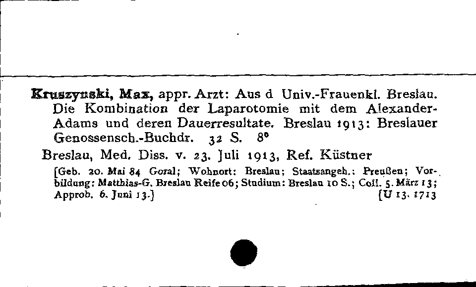 [Katalogkarte Dissertationenkatalog bis 1980]