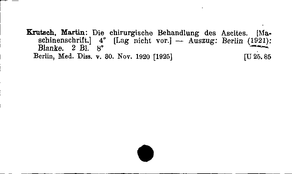 [Katalogkarte Dissertationenkatalog bis 1980]