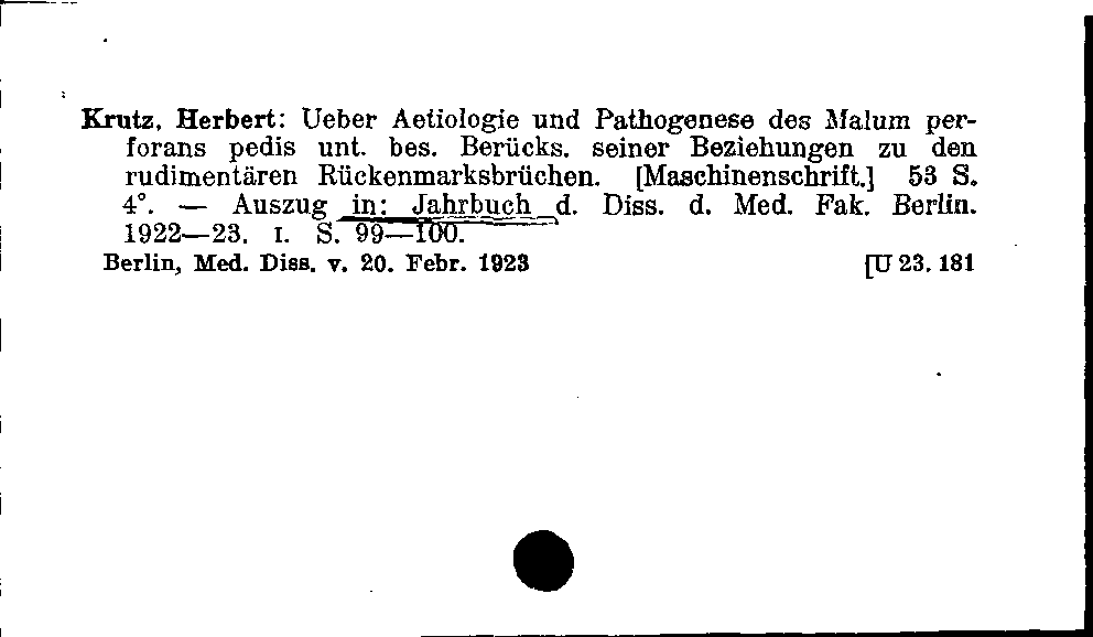 [Katalogkarte Dissertationenkatalog bis 1980]