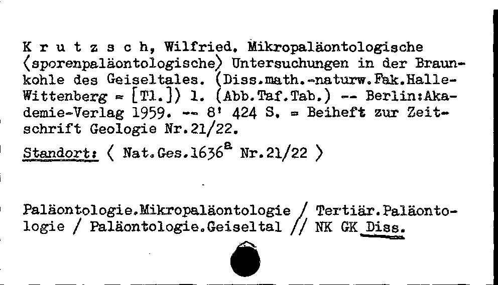 [Katalogkarte Dissertationenkatalog bis 1980]