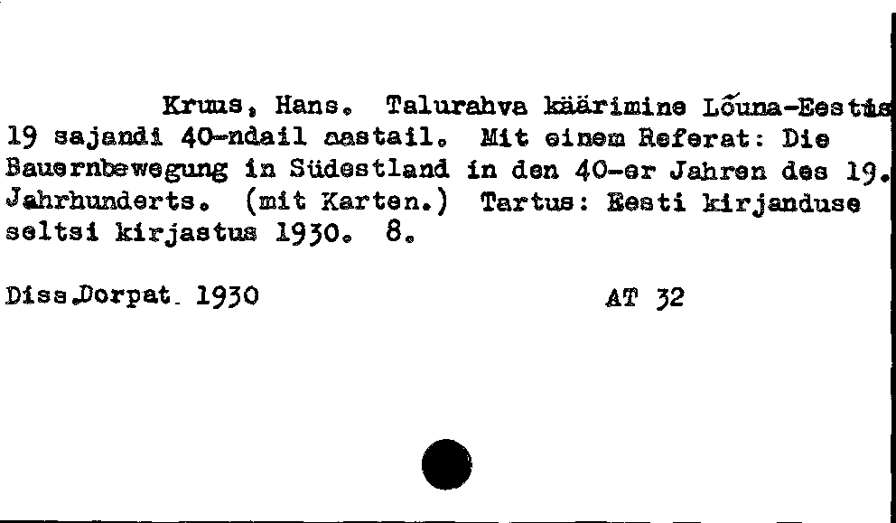 [Katalogkarte Dissertationenkatalog bis 1980]