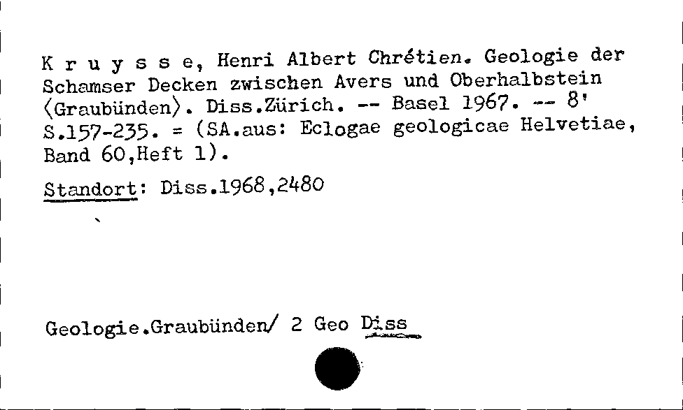 [Katalogkarte Dissertationenkatalog bis 1980]