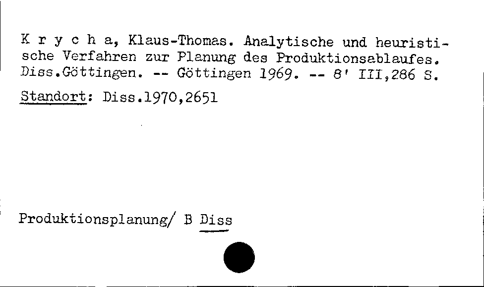 [Katalogkarte Dissertationenkatalog bis 1980]