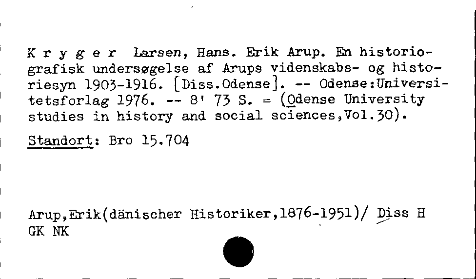 [Katalogkarte Dissertationenkatalog bis 1980]