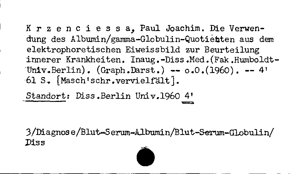 [Katalogkarte Dissertationenkatalog bis 1980]