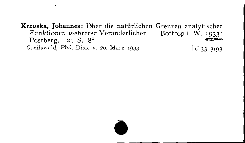 [Katalogkarte Dissertationenkatalog bis 1980]