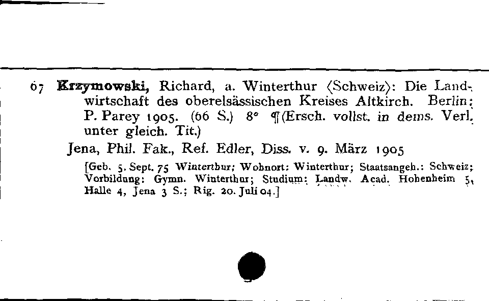 [Katalogkarte Dissertationenkatalog bis 1980]