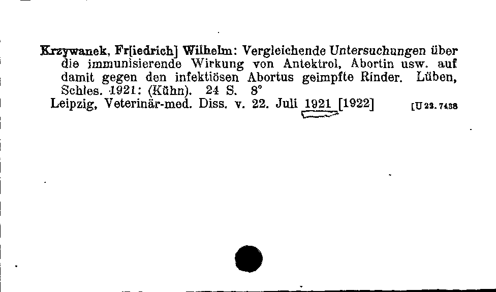 [Katalogkarte Dissertationenkatalog bis 1980]