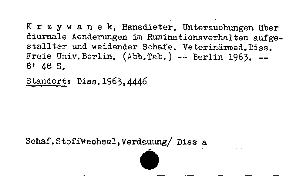 [Katalogkarte Dissertationenkatalog bis 1980]