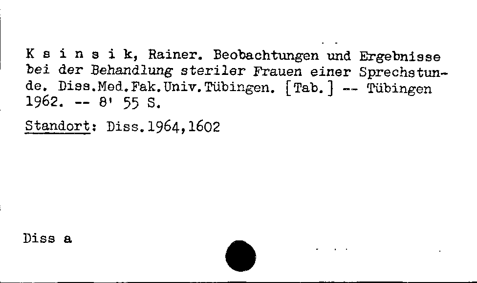 [Katalogkarte Dissertationenkatalog bis 1980]