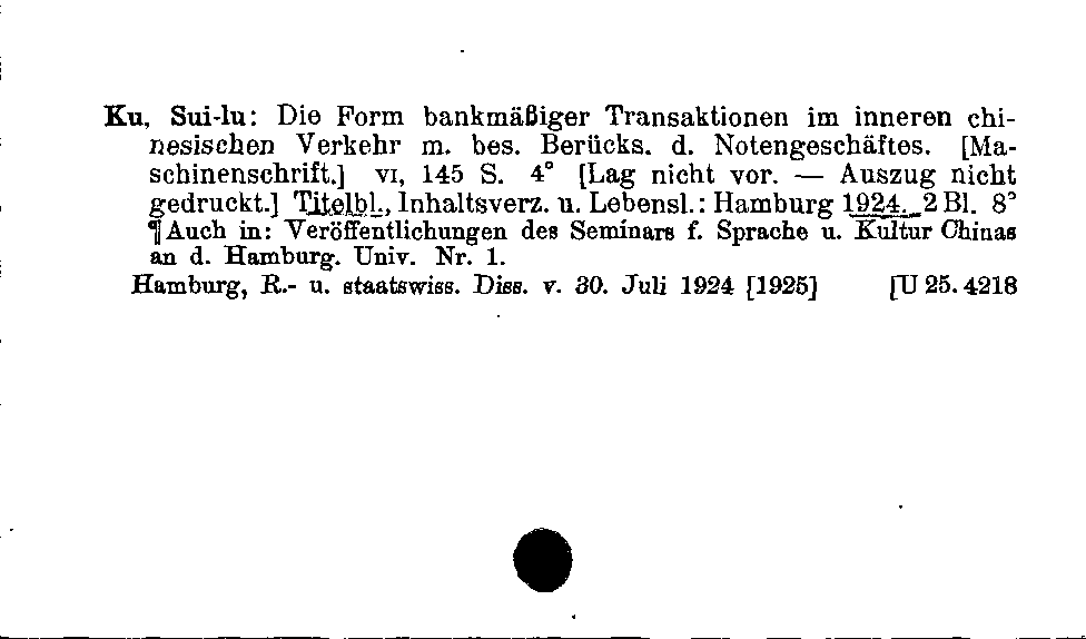 [Katalogkarte Dissertationenkatalog bis 1980]