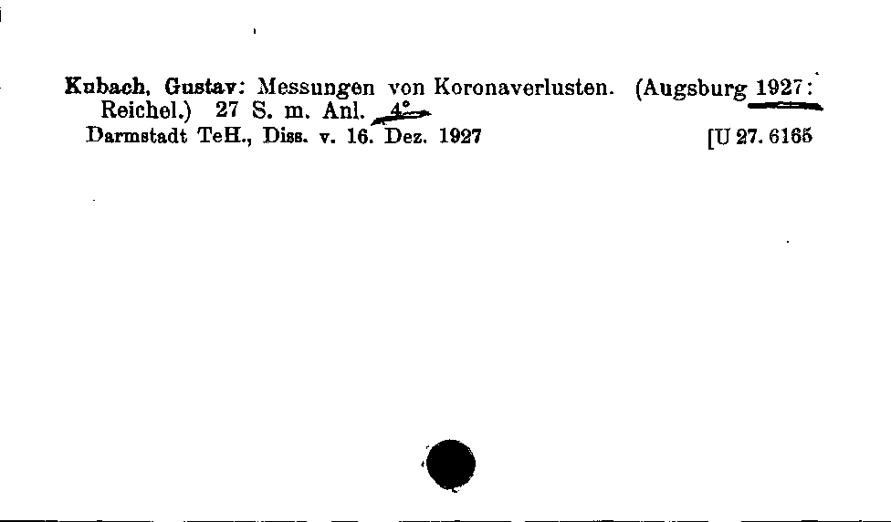 [Katalogkarte Dissertationenkatalog bis 1980]