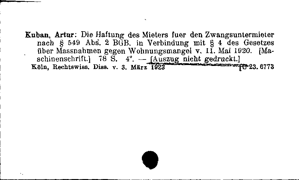 [Katalogkarte Dissertationenkatalog bis 1980]