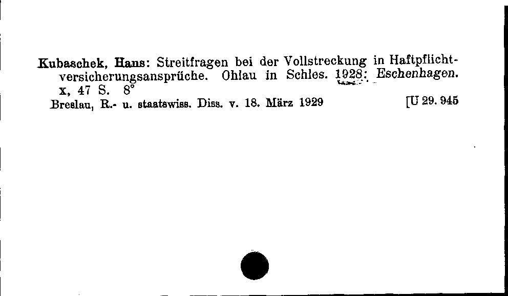 [Katalogkarte Dissertationenkatalog bis 1980]