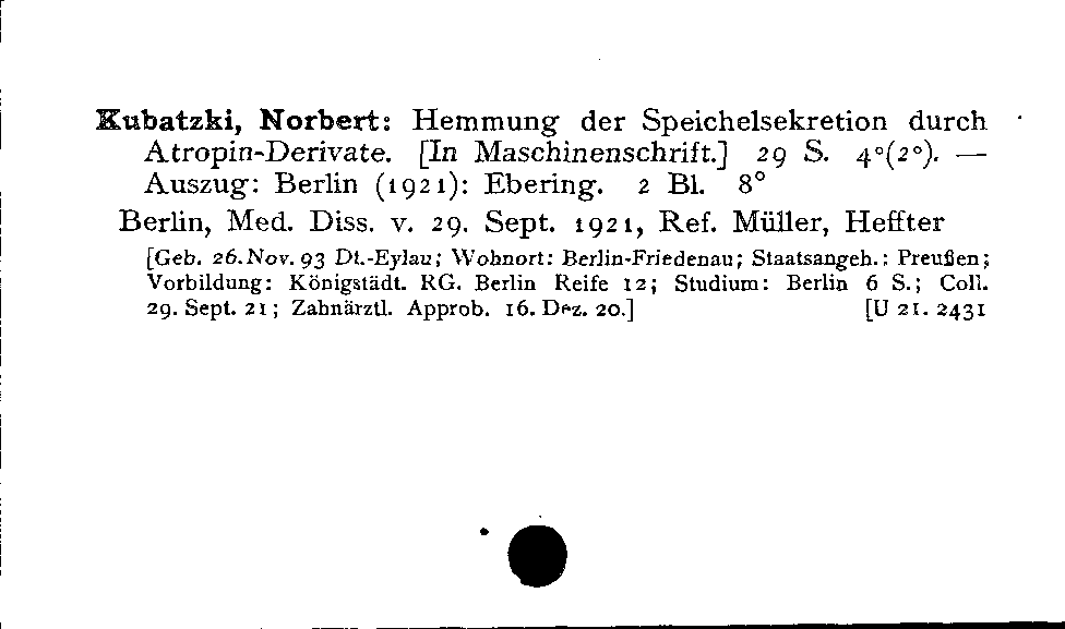 [Katalogkarte Dissertationenkatalog bis 1980]