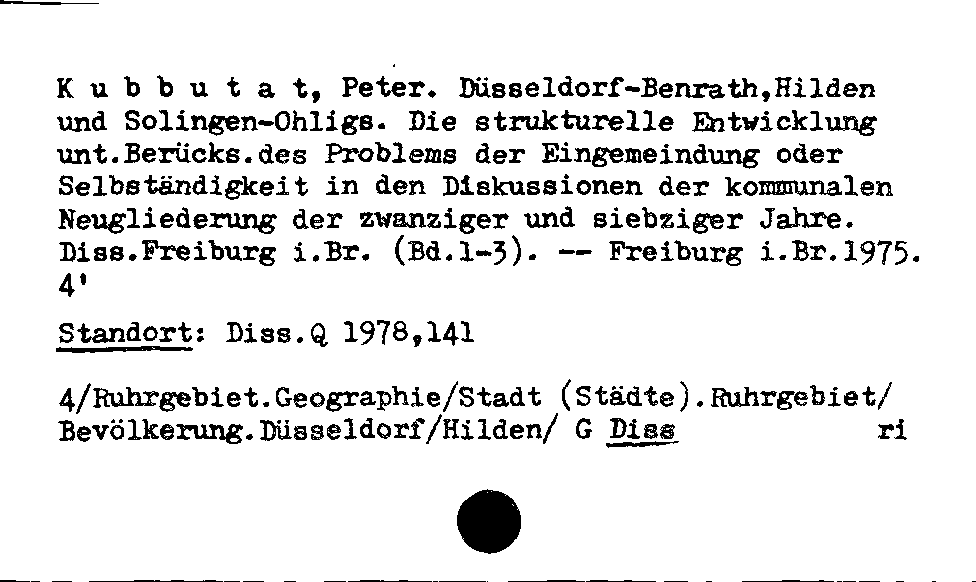 [Katalogkarte Dissertationenkatalog bis 1980]