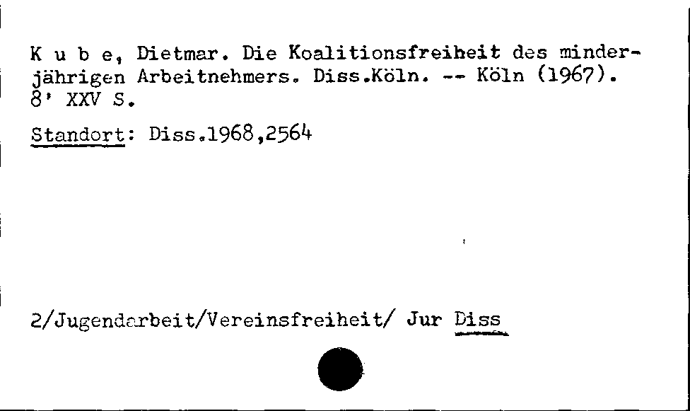 [Katalogkarte Dissertationenkatalog bis 1980]