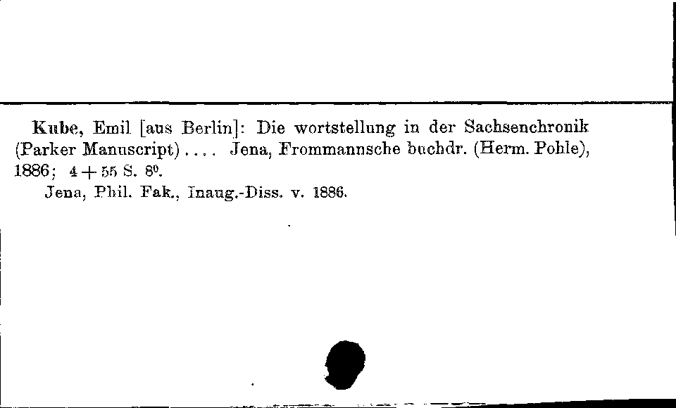 [Katalogkarte Dissertationenkatalog bis 1980]