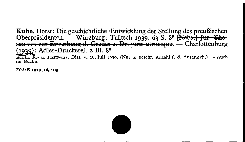 [Katalogkarte Dissertationenkatalog bis 1980]