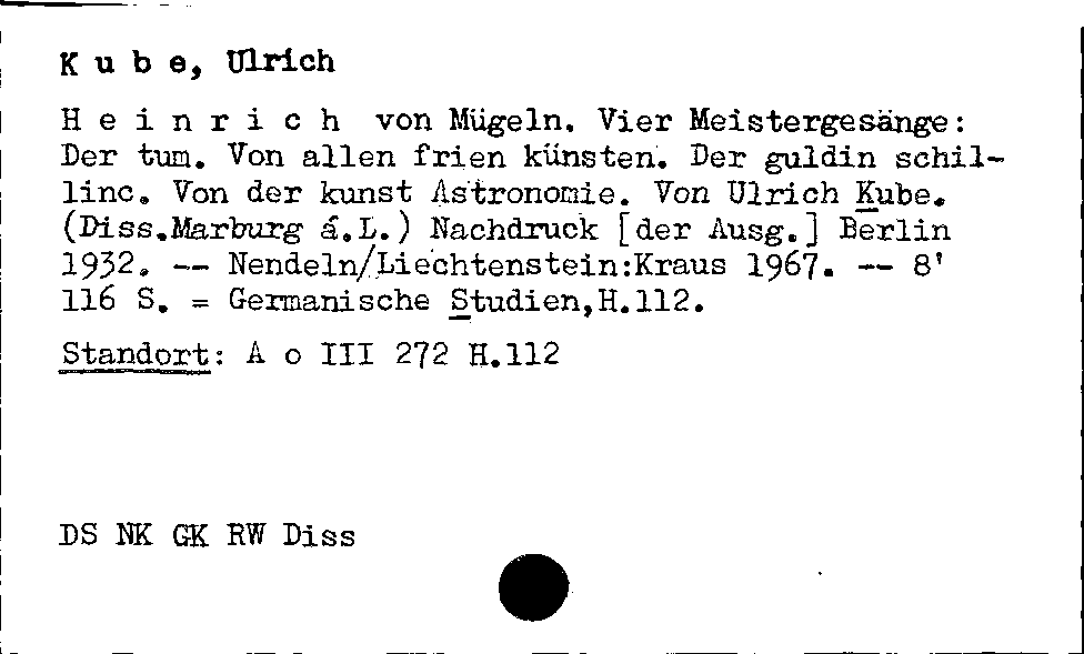 [Katalogkarte Dissertationenkatalog bis 1980]