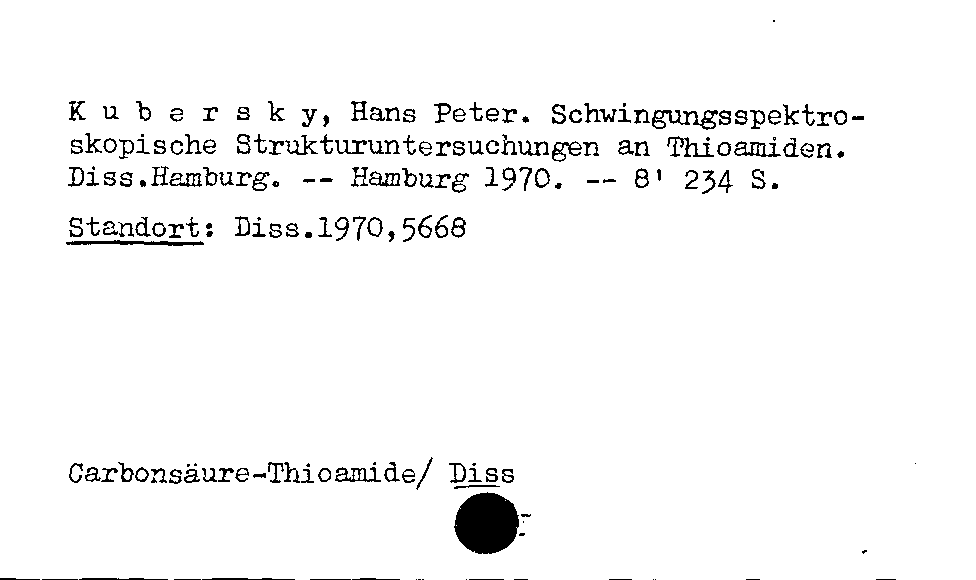 [Katalogkarte Dissertationenkatalog bis 1980]