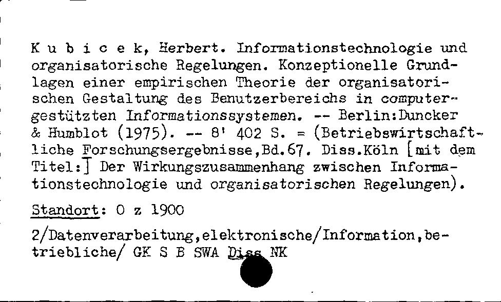 [Katalogkarte Dissertationenkatalog bis 1980]