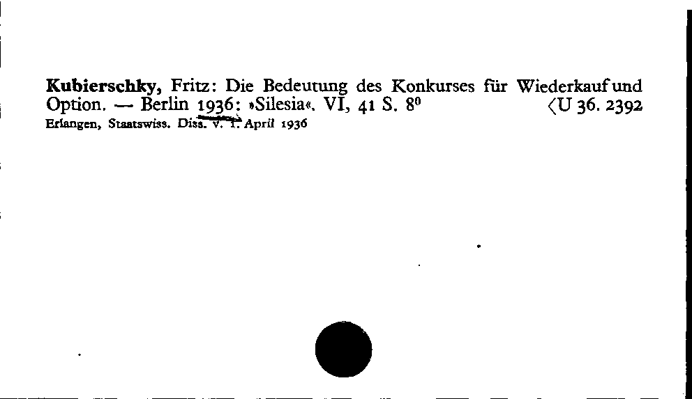 [Katalogkarte Dissertationenkatalog bis 1980]