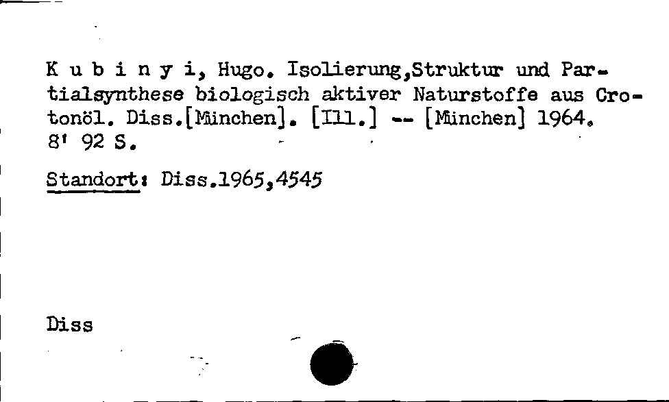 [Katalogkarte Dissertationenkatalog bis 1980]