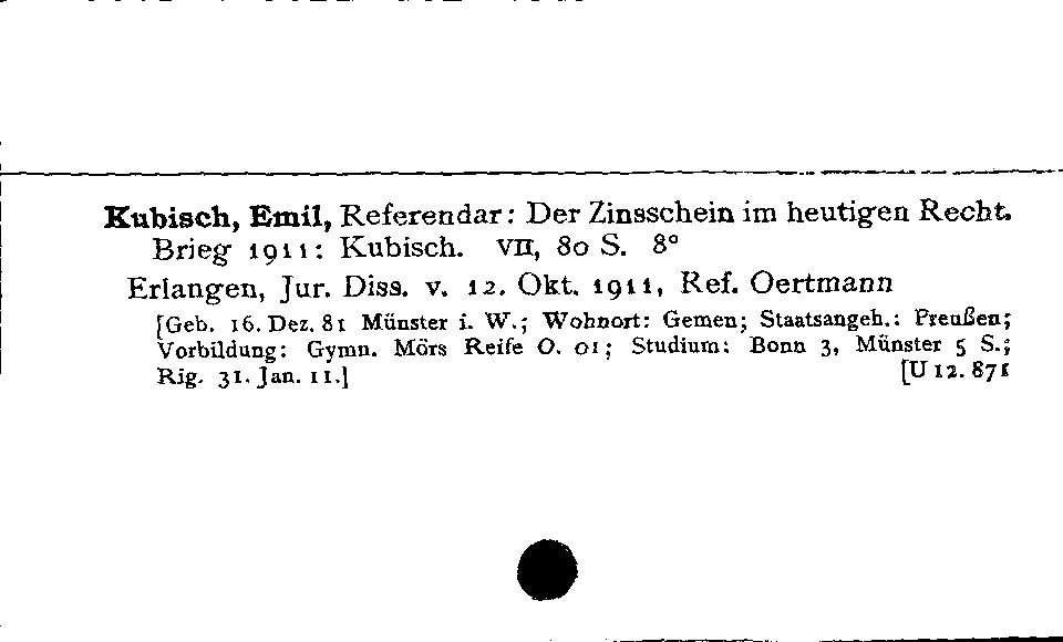 [Katalogkarte Dissertationenkatalog bis 1980]