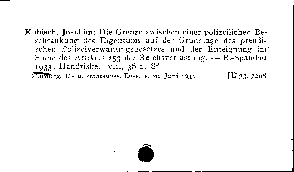 [Katalogkarte Dissertationenkatalog bis 1980]