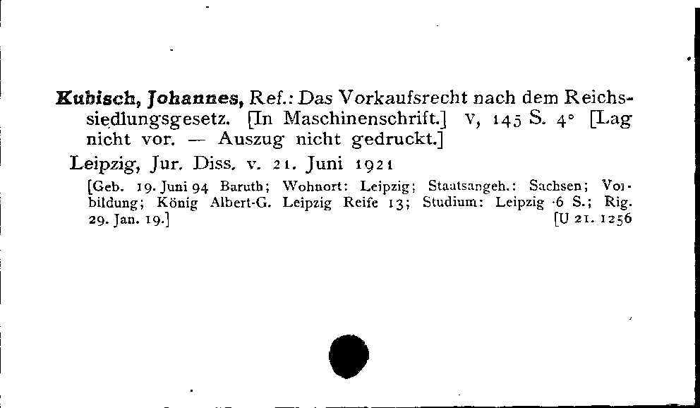 [Katalogkarte Dissertationenkatalog bis 1980]