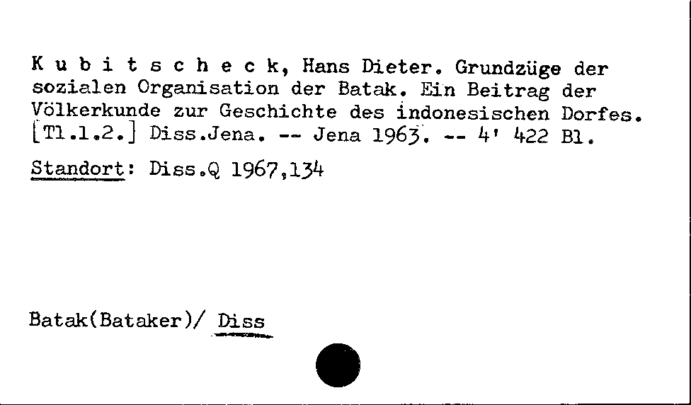 [Katalogkarte Dissertationenkatalog bis 1980]