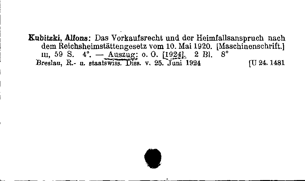 [Katalogkarte Dissertationenkatalog bis 1980]