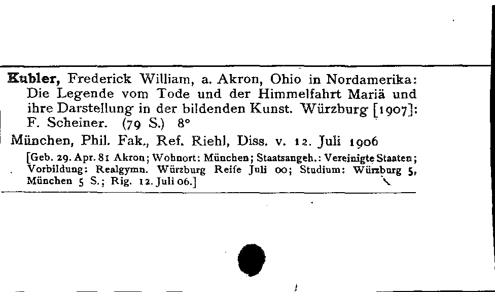 [Katalogkarte Dissertationenkatalog bis 1980]