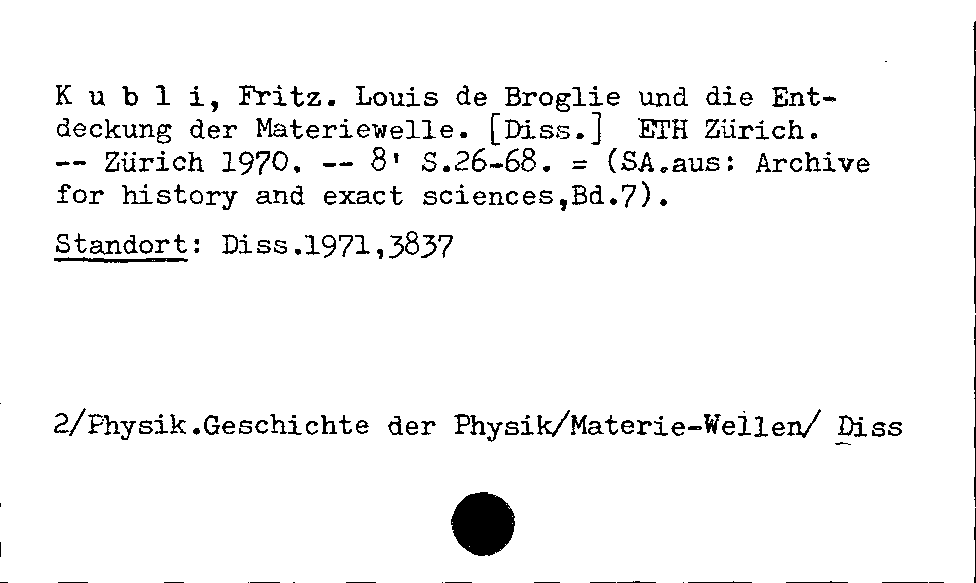 [Katalogkarte Dissertationenkatalog bis 1980]