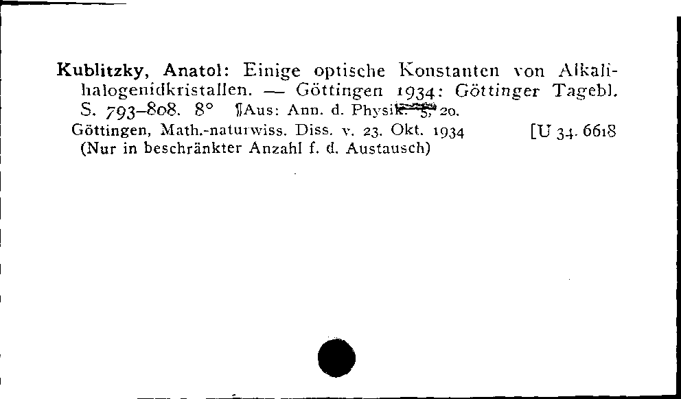 [Katalogkarte Dissertationenkatalog bis 1980]