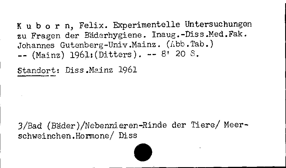 [Katalogkarte Dissertationenkatalog bis 1980]