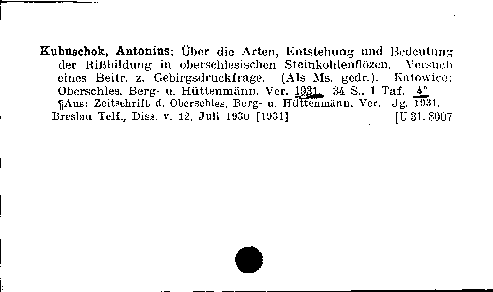 [Katalogkarte Dissertationenkatalog bis 1980]