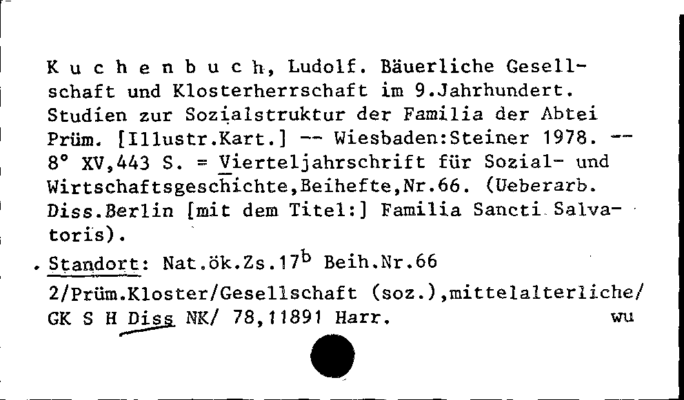 [Katalogkarte Dissertationenkatalog bis 1980]