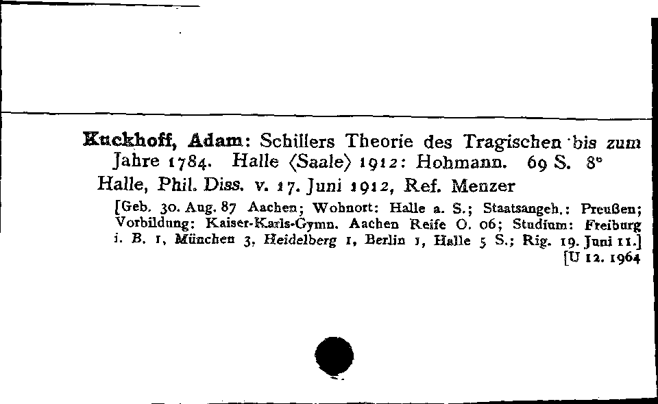 [Katalogkarte Dissertationenkatalog bis 1980]