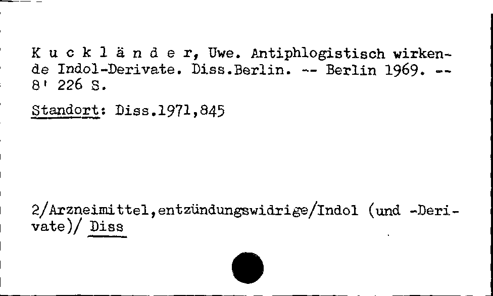 [Katalogkarte Dissertationenkatalog bis 1980]