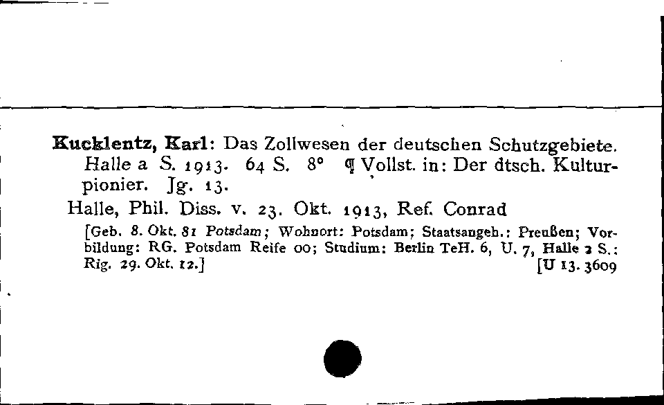 [Katalogkarte Dissertationenkatalog bis 1980]