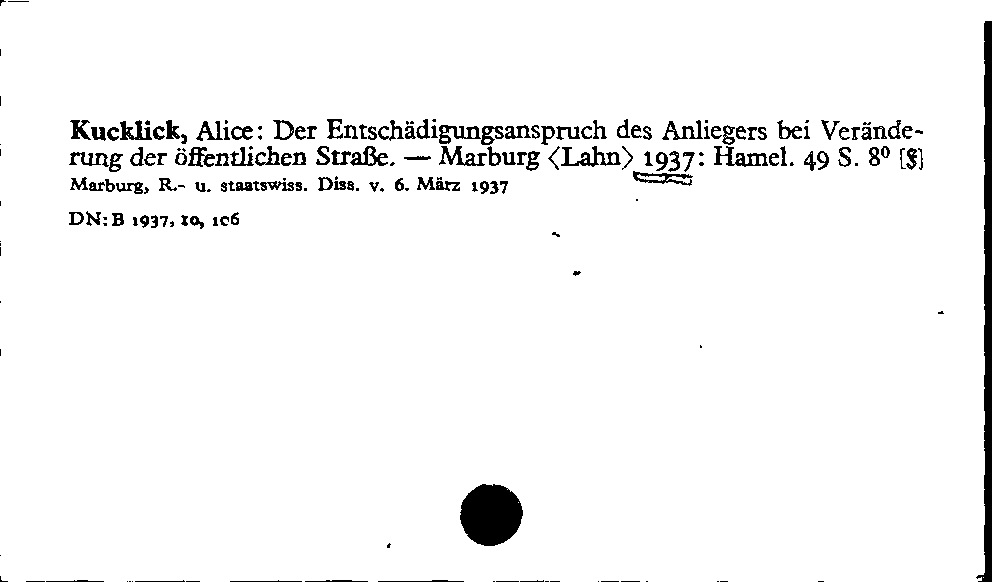 [Katalogkarte Dissertationenkatalog bis 1980]