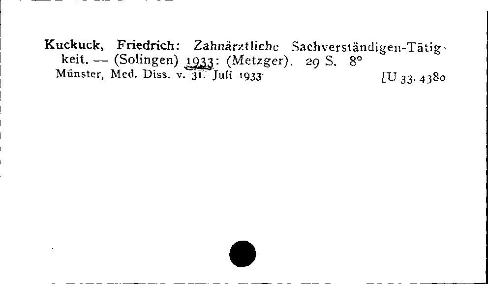 [Katalogkarte Dissertationenkatalog bis 1980]