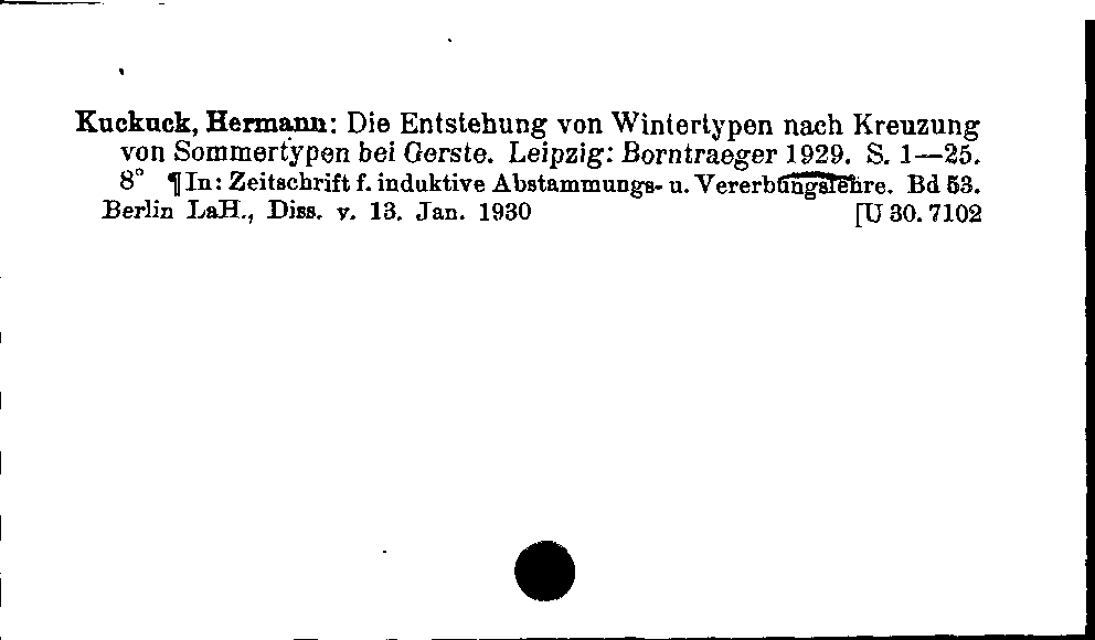 [Katalogkarte Dissertationenkatalog bis 1980]