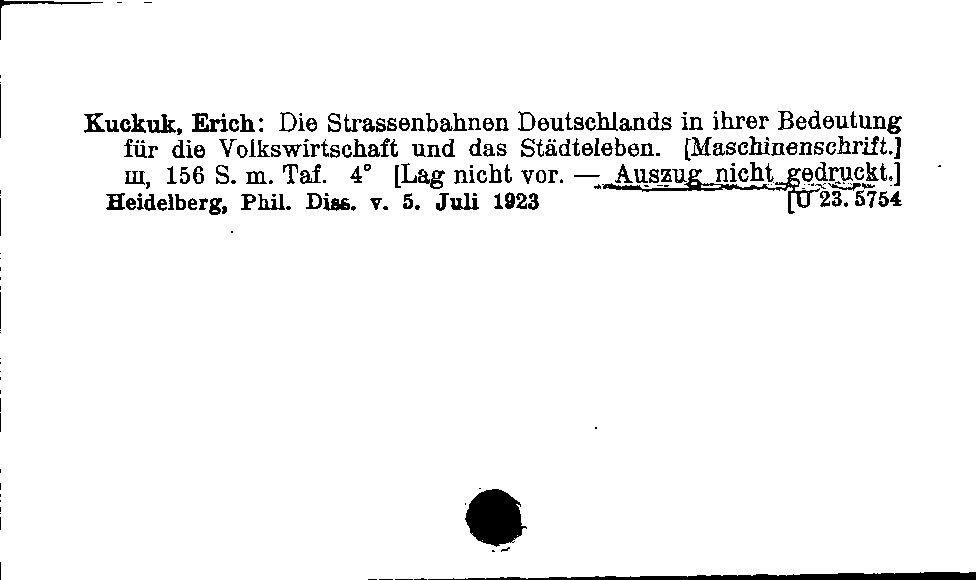 [Katalogkarte Dissertationenkatalog bis 1980]